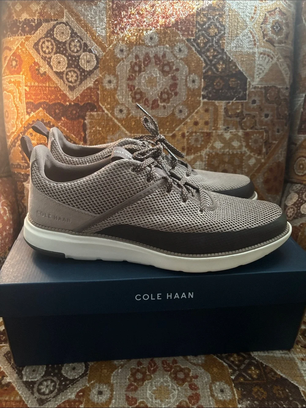 Cole Haan Men's Knit Lace-Up Sneakers in Taupe and Brown